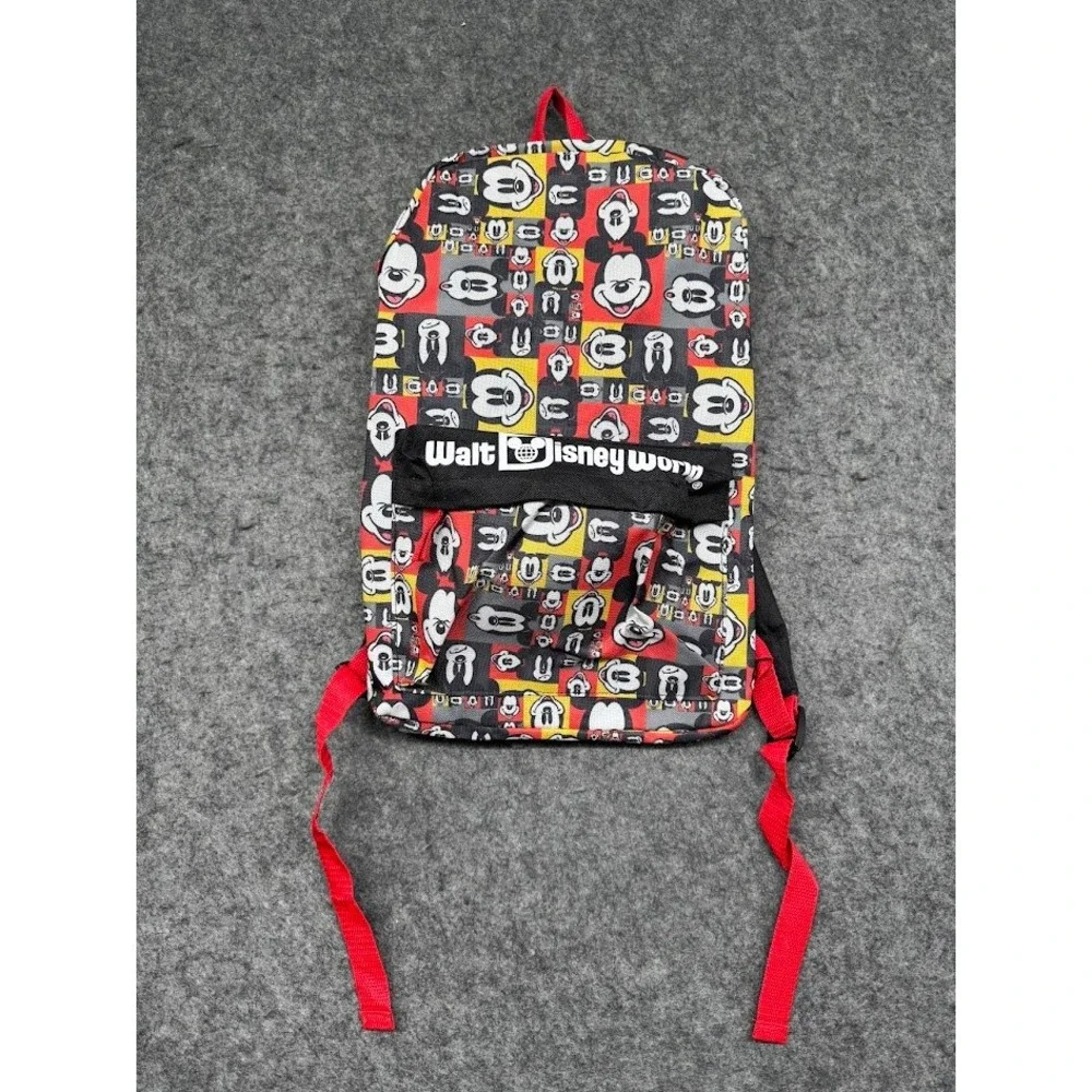Disney Walt‎ Disney World Mickey Mouse All Over Print Backpack Red Yellow New